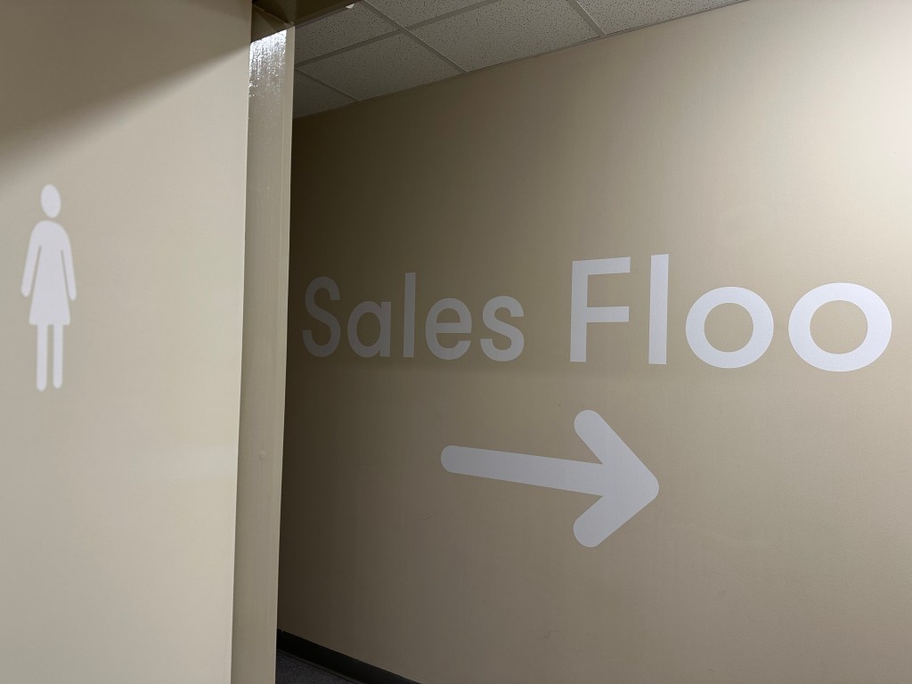 Well place wall signage for customer's exiting the toilets to see.
